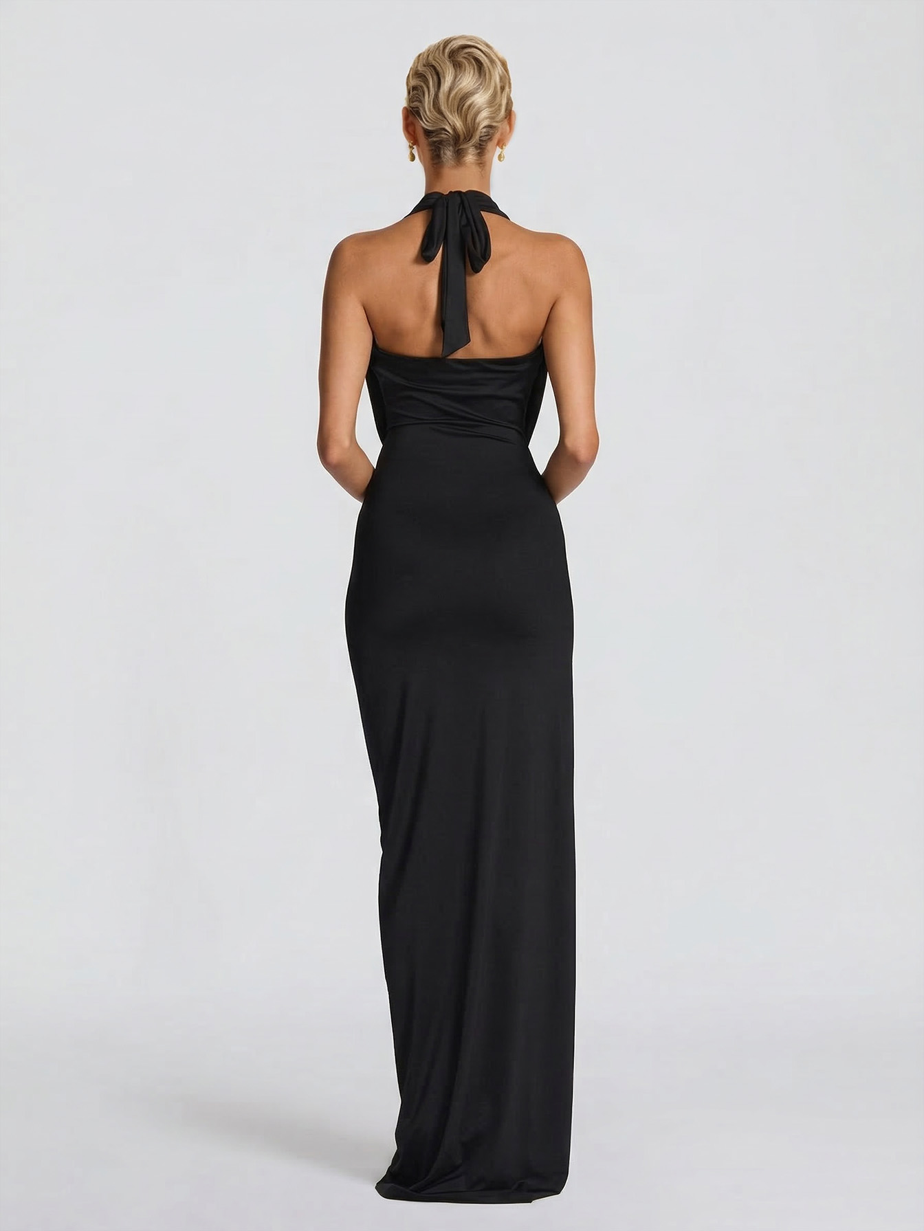 Sexy Sleeveless Ruched High-Slit Maxi Dress