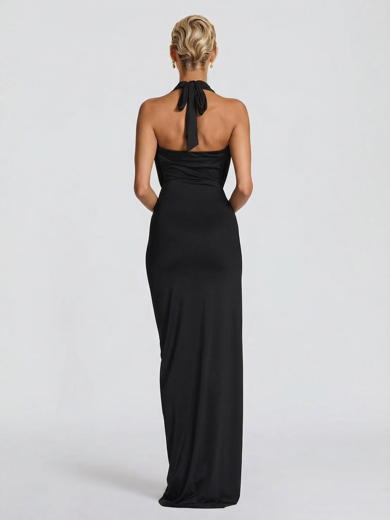 Sexy Sleeveless Ruched High-Slit Maxi Dress