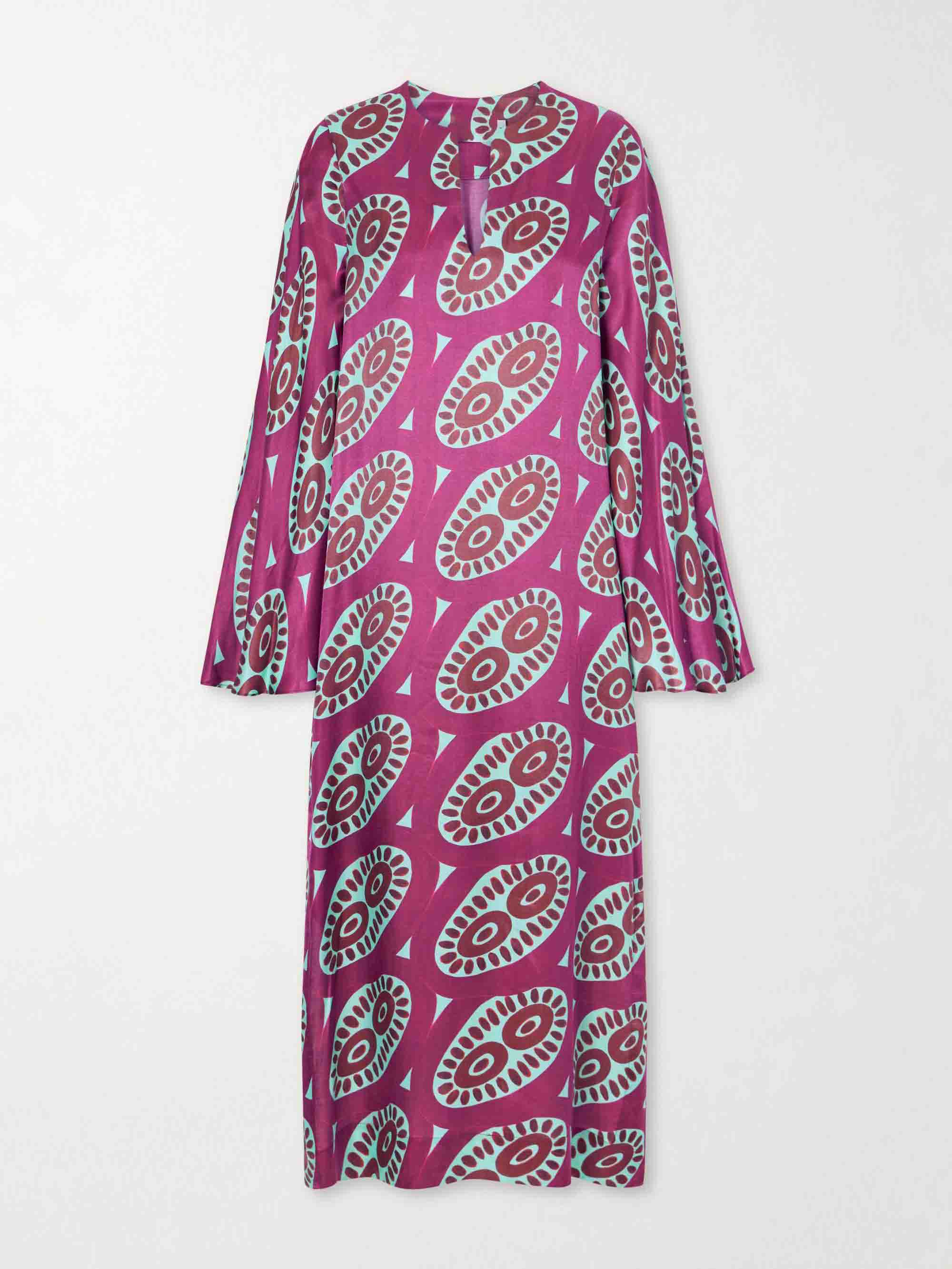 Exquisite Satin Abstract Print Maxi Dress