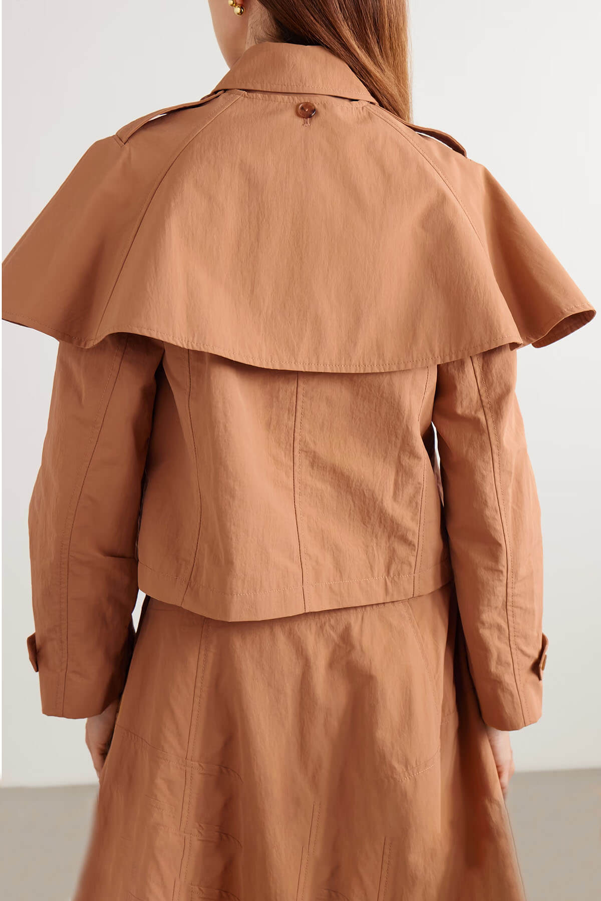 Delicate Cape-Effect Crinkled-Shell Jacket