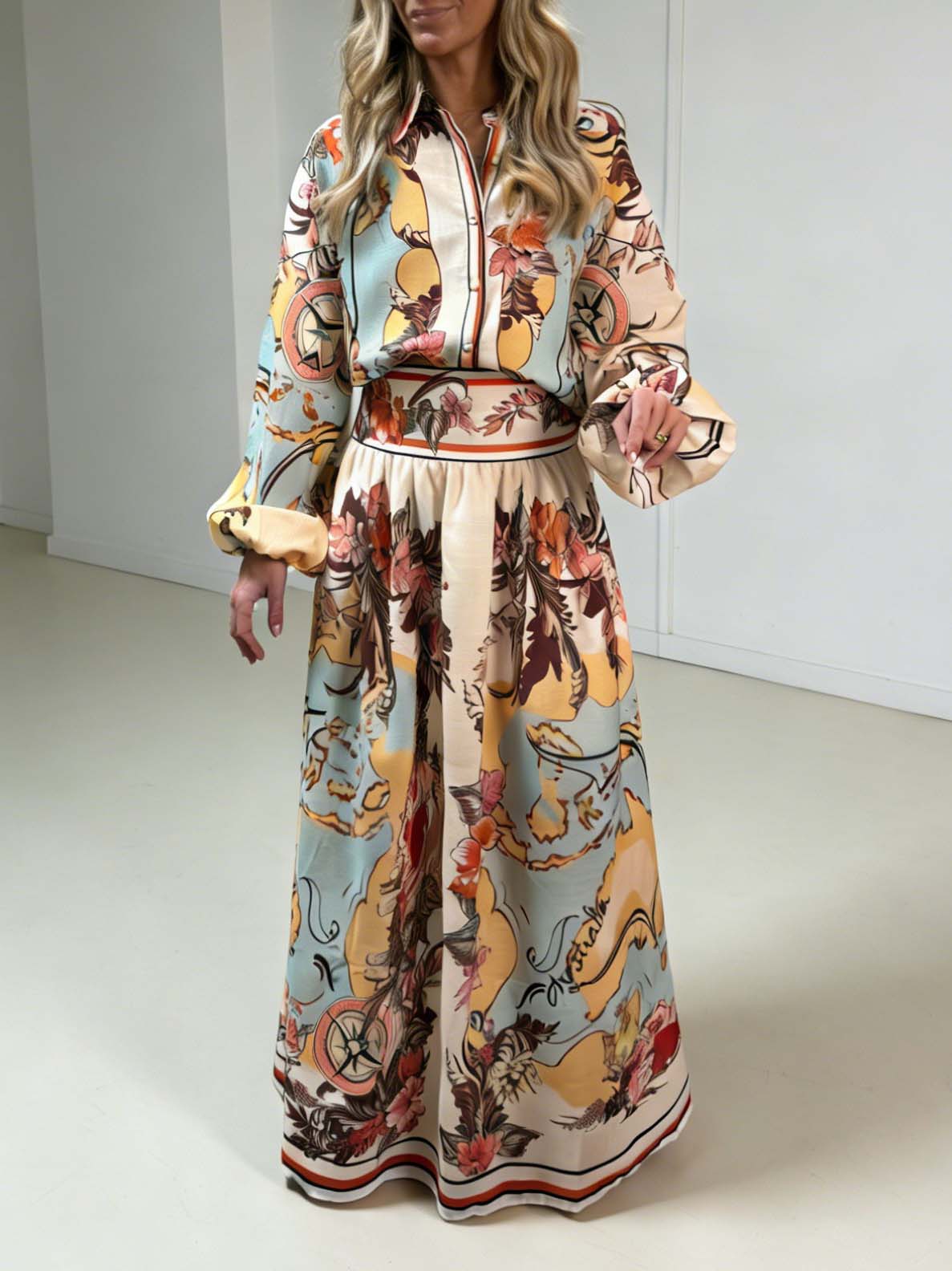 Retro Map Print Two-piece Set