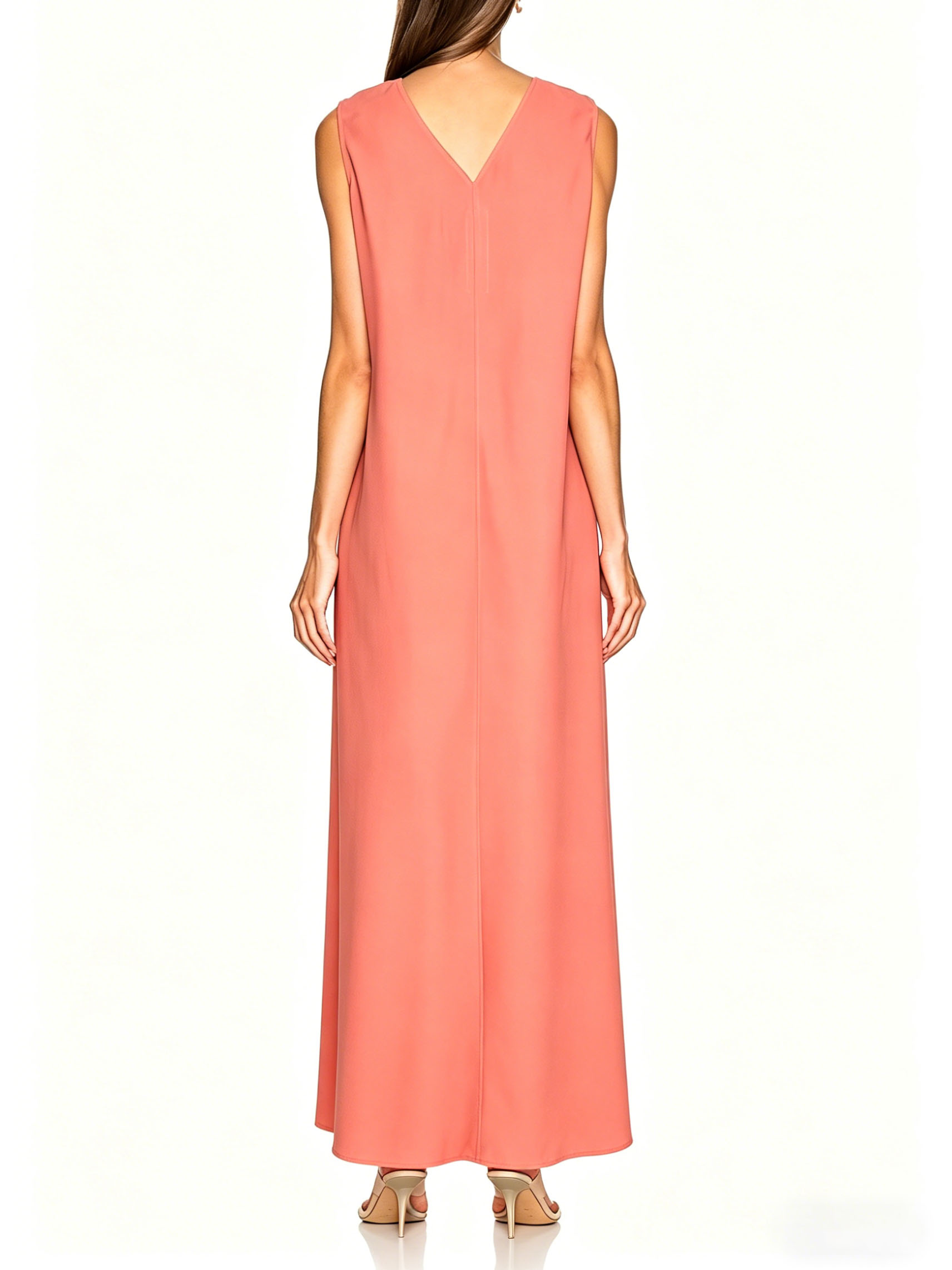 Elegant V-Neck Contrast Trim Maxi Dress