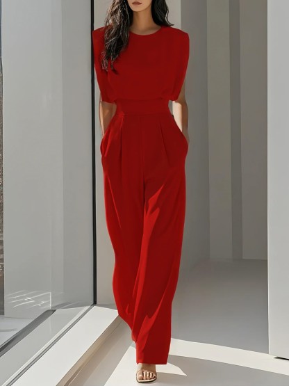 Elegant Sleeveless High Waist Wide Leg Jumpsuit