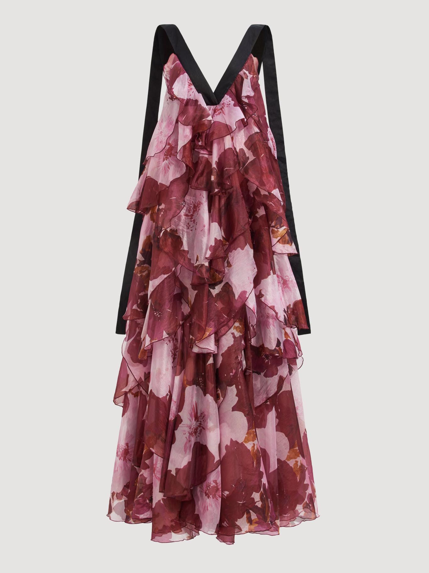 Exquisite Layered Floral Print Ruffled Maxi Dress