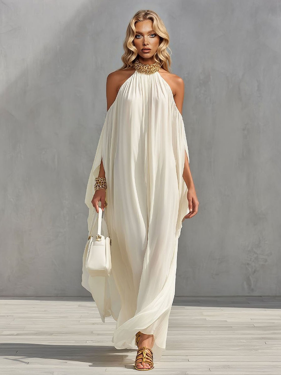 Elegant Off-the-shoulder Loose-fitting Maxi Dress