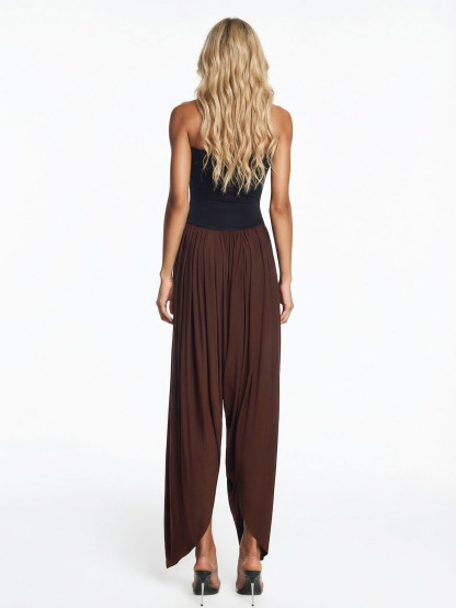 Strapless Pleated Harem Jumpsuit