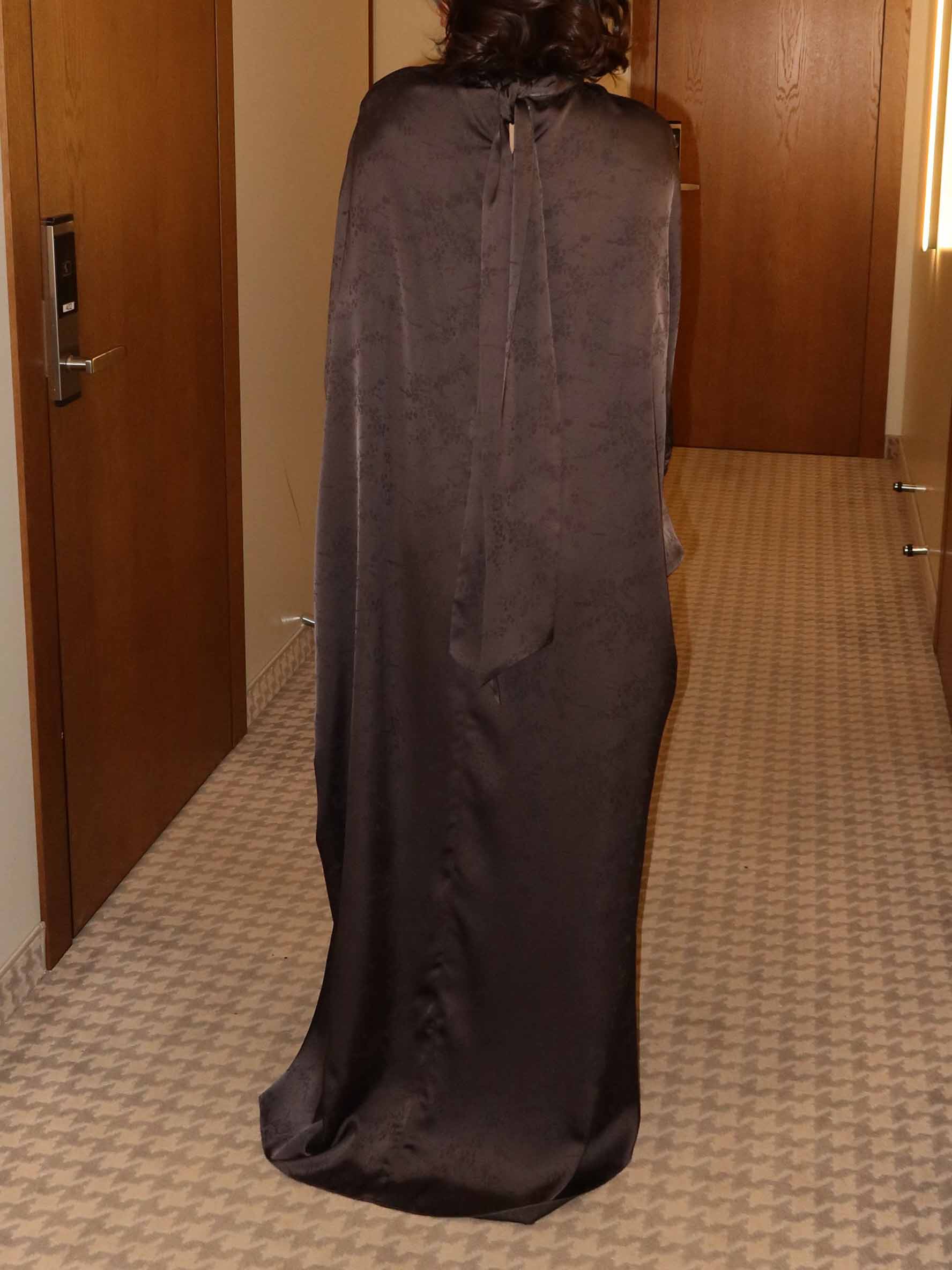 Elegant Satin Batwing Top & Draped Wide-Leg Pants Two-Piece Set