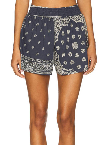 Retro Paisley Print Shorts And Long-Sleeved Shirt Two-Piece Set