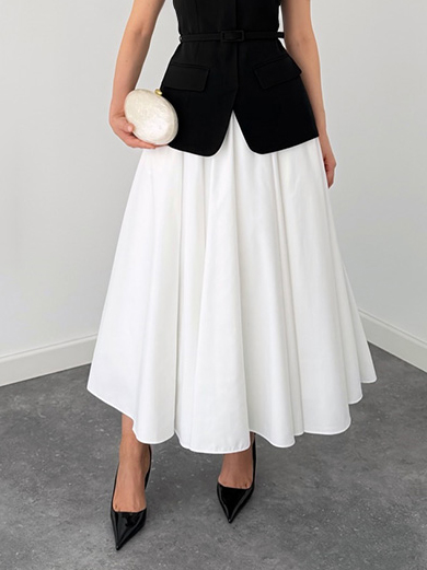 Elegant Sleeveless Vest And White Flared Midi Skirt Two-Piece Set