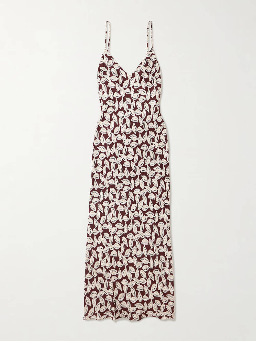 Elegant Backless Paper Birch Print Twill Maxi Dress