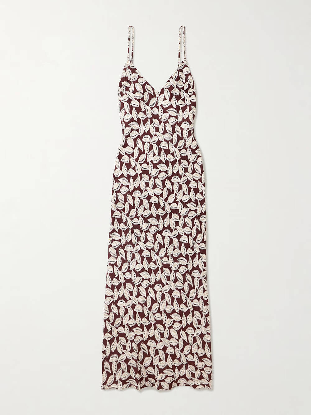 Elegant Backless Paper Birch Print Twill Maxi Dress