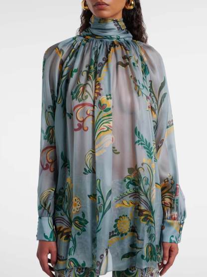 Exquisite Ethnic Print High-Waist Slim Straight Pants