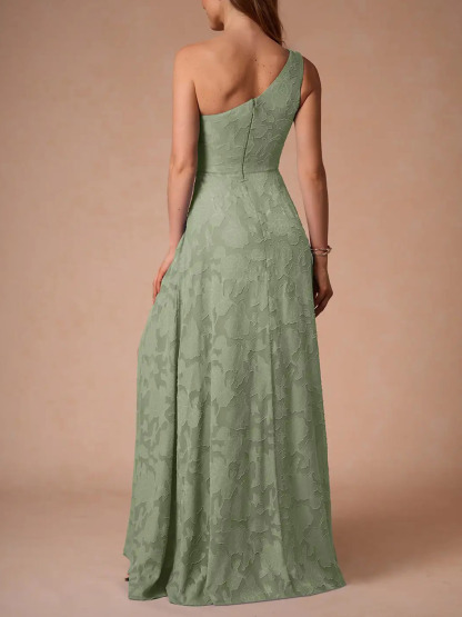 Elegant One-shoulder Slit Maxi Dress