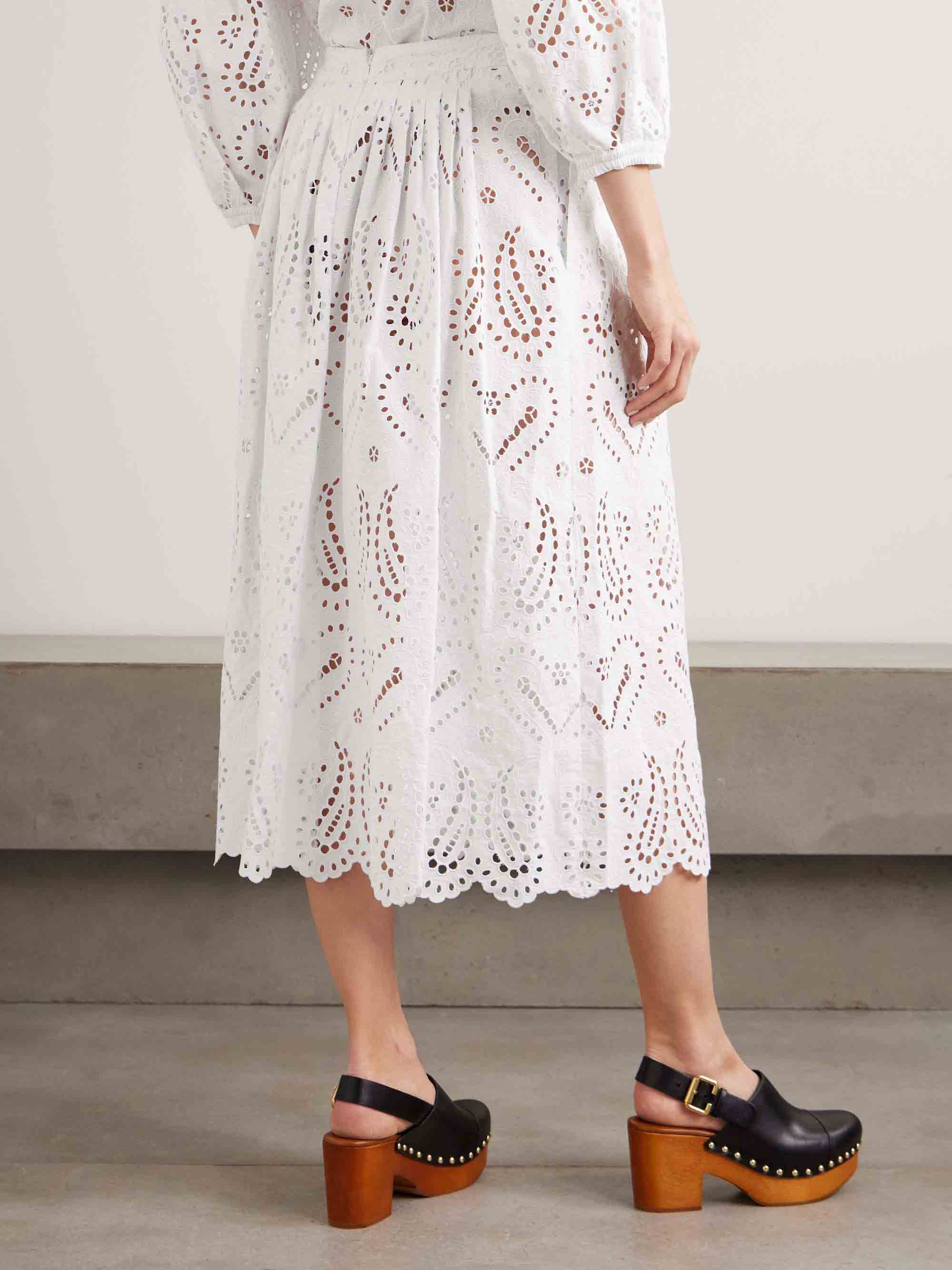 Elegant Cutout Embroidered Lace Skirt