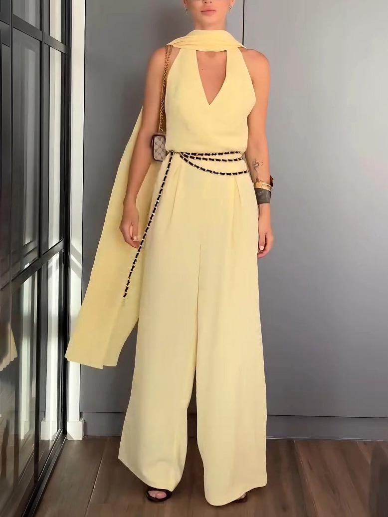 Elegant Cape Holder Jumpsuit