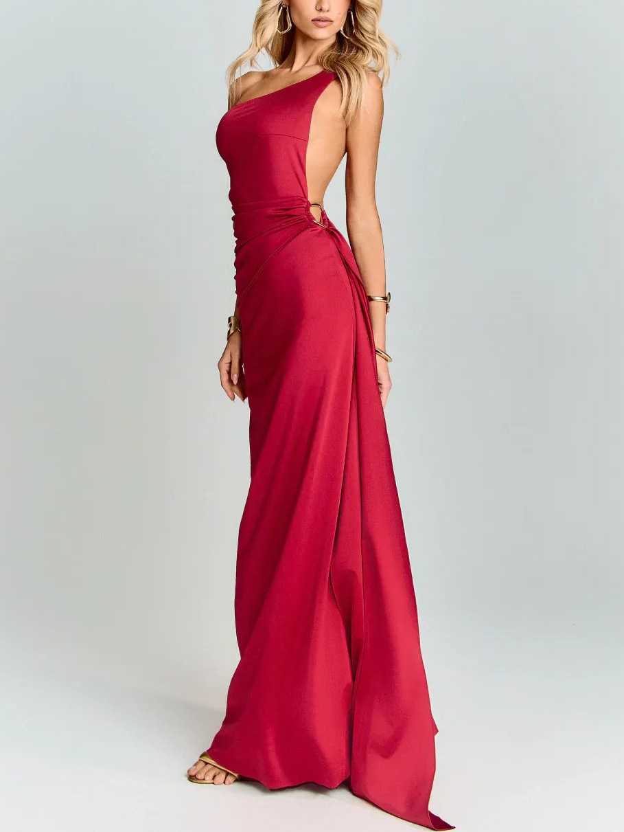 Elegant Satin Open-back Maxi Dress
