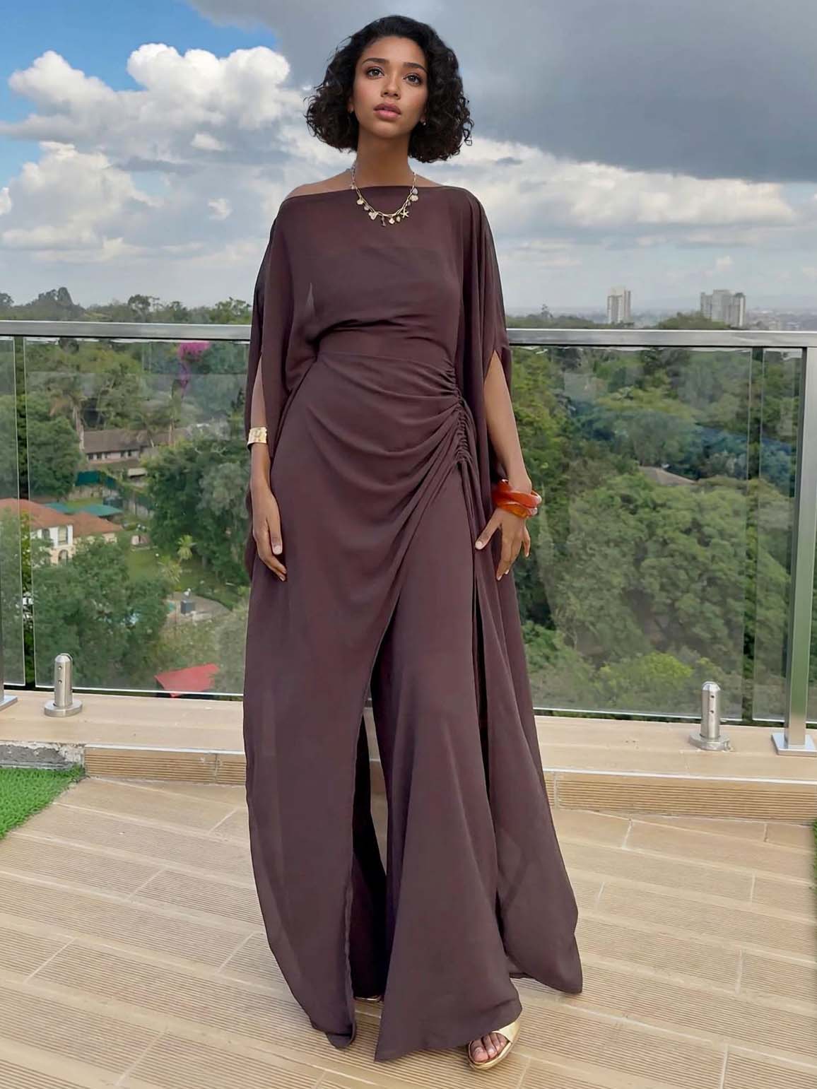 Exquisite Strapless Drawstring Two-piece Set