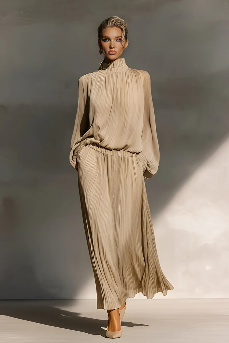 Modern Casual Chiffon High-Neck Ruffled Loose Top