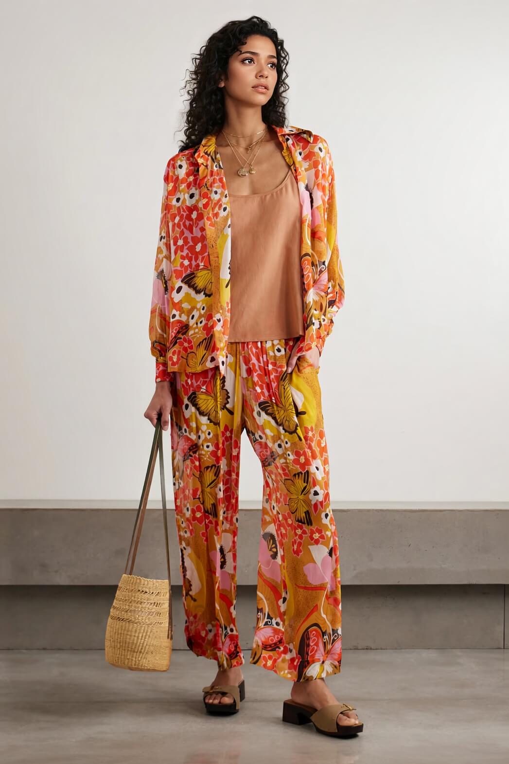 Unique Butterfly Print Relaxed Button-Up Shirt