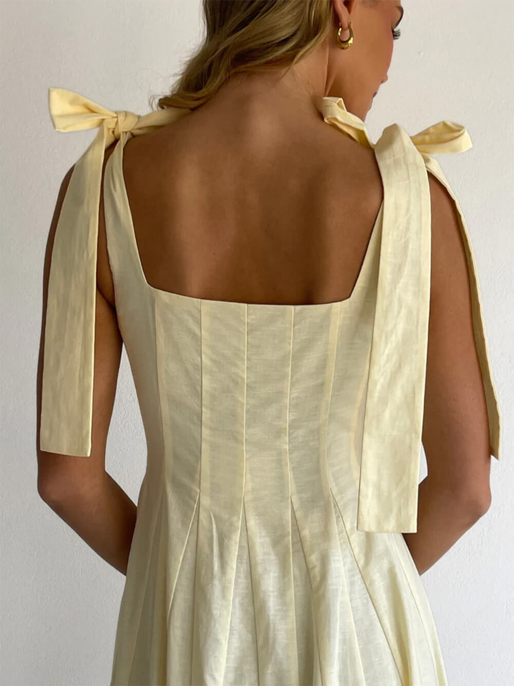 Classic Casual Patchwork Tie-Waist A-line Maxi Dress