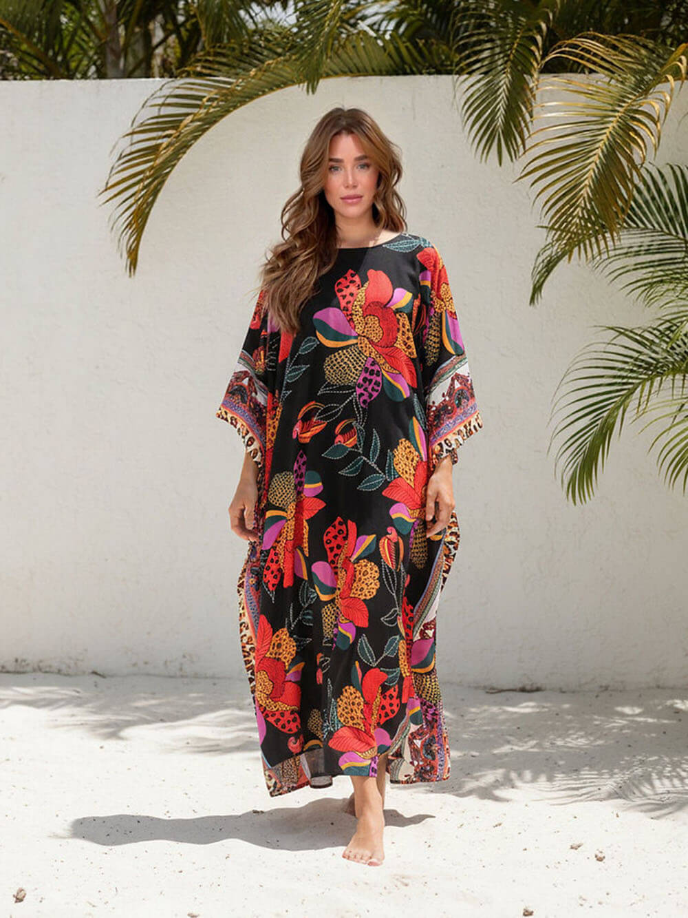 Boho Print Kimono Maxi Dress