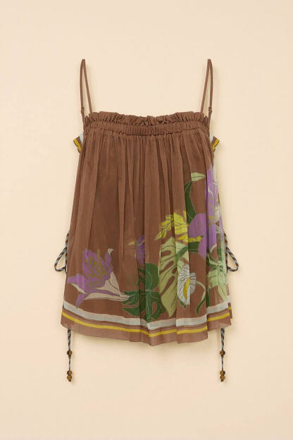 Exquisite Ruffled Adjustable Strap Camisole with Drawstring Slit Wide-Leg Pants Set