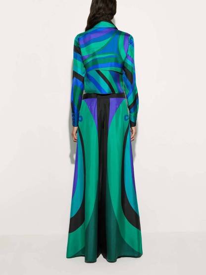 Unique Rainbow Print Cropped Shirt