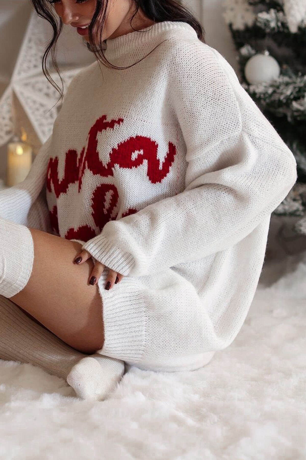 Christmas Santa Baby Loose-fitting Long-sleeved Mid-length Knit Sweater