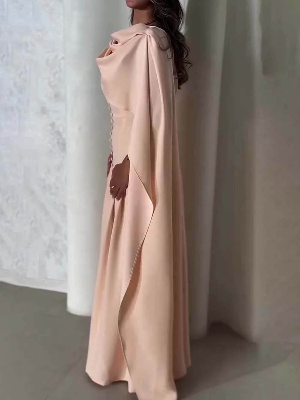 Exquisite Unique Cape-style Corset-bodice Maxi Dress