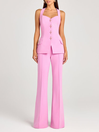 Exquisite Power High Rise Side Zipper Flare Slim Fit Pants