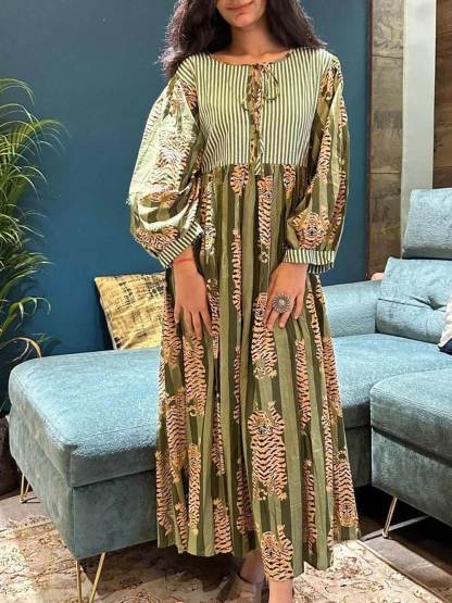 Unique Tiger Print Midi Dress