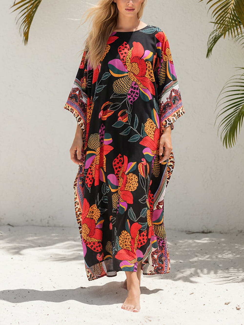 Boho Print Kimono Maxi Dress