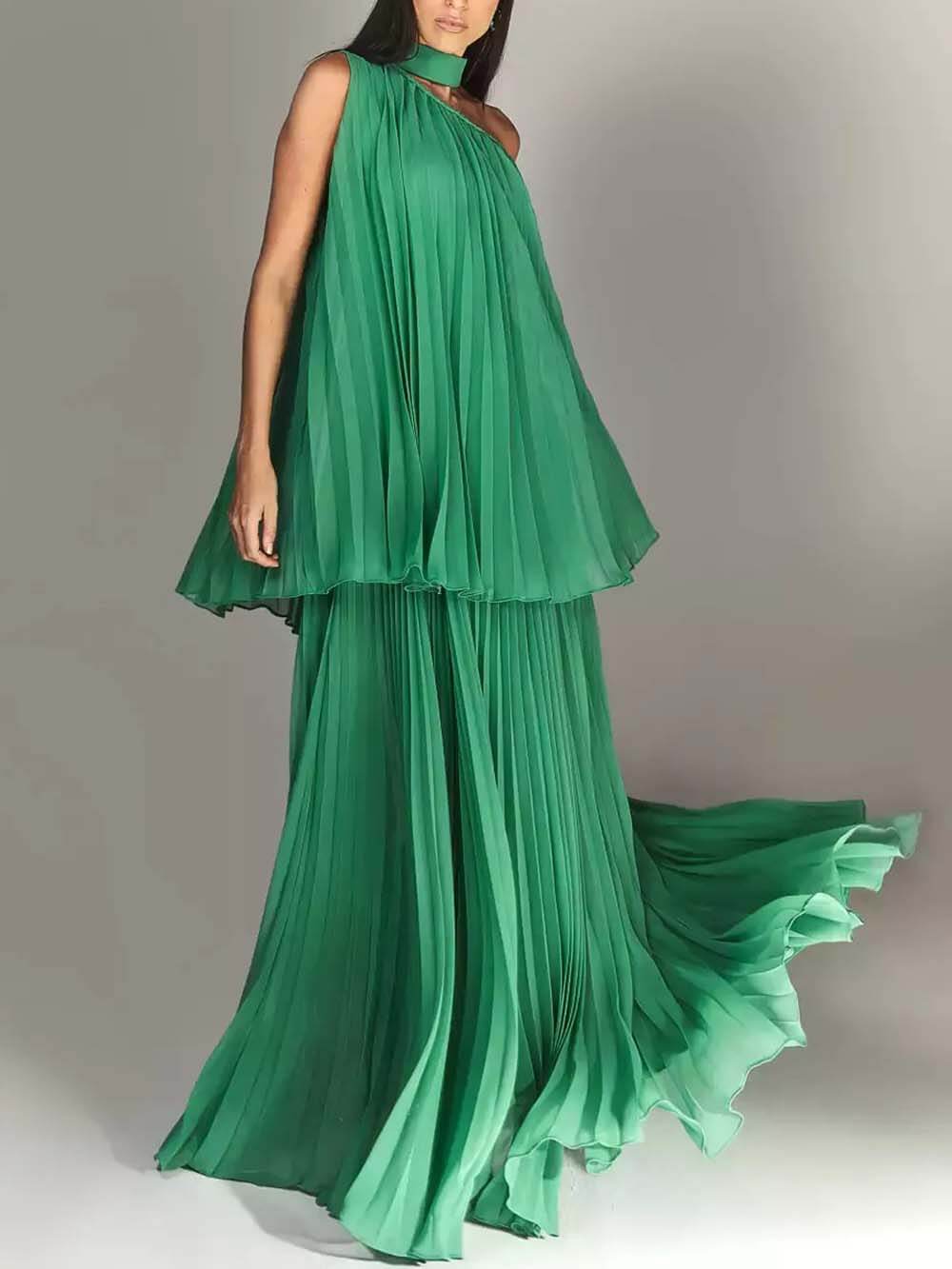 Elegant Ruched Off-Shoulder Layered Party Maxi Dress