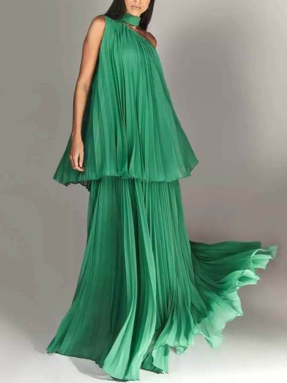 Elegant Ruched Off-Shoulder Layered Party Maxi Dress