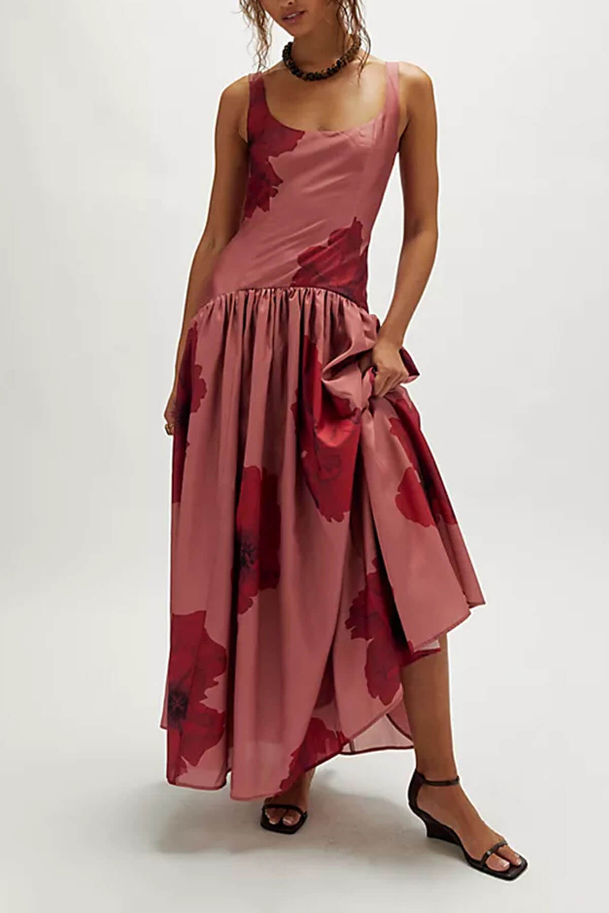 Modern Floral Print Casual Maxi Dress