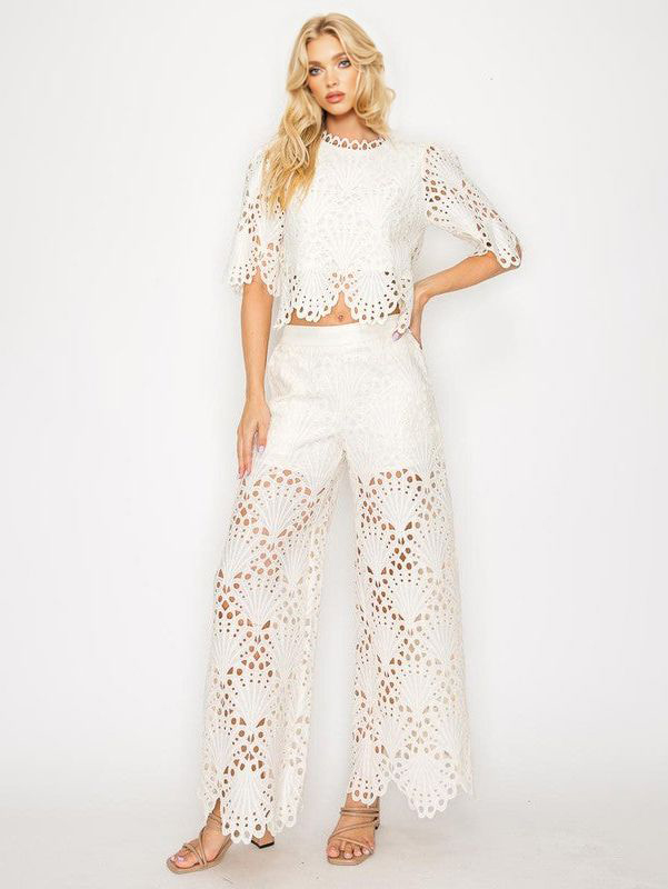 Elegant Lace Cutout Pants