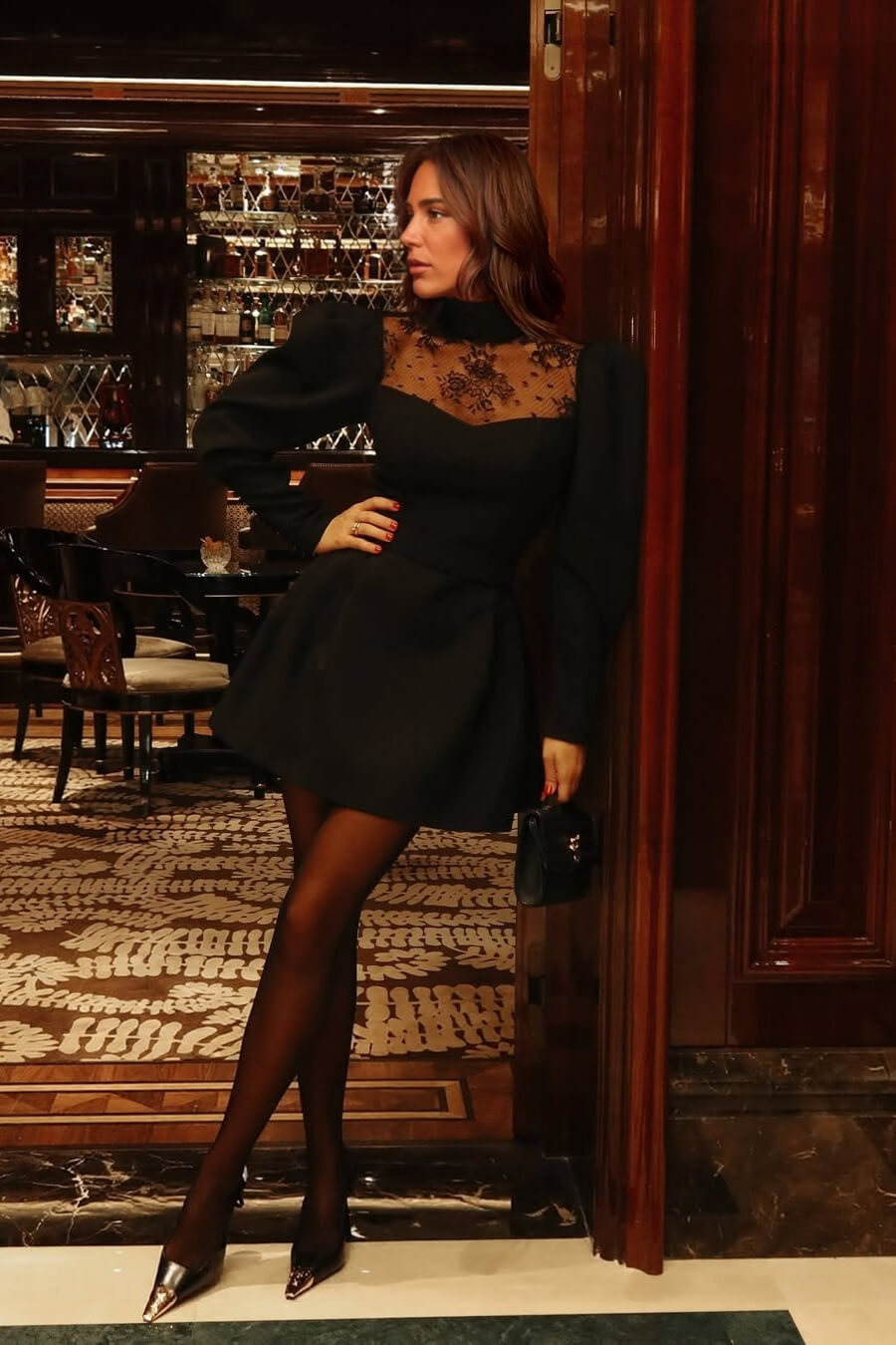 Elegant Lace-Trimmed A-Line Mini Dress