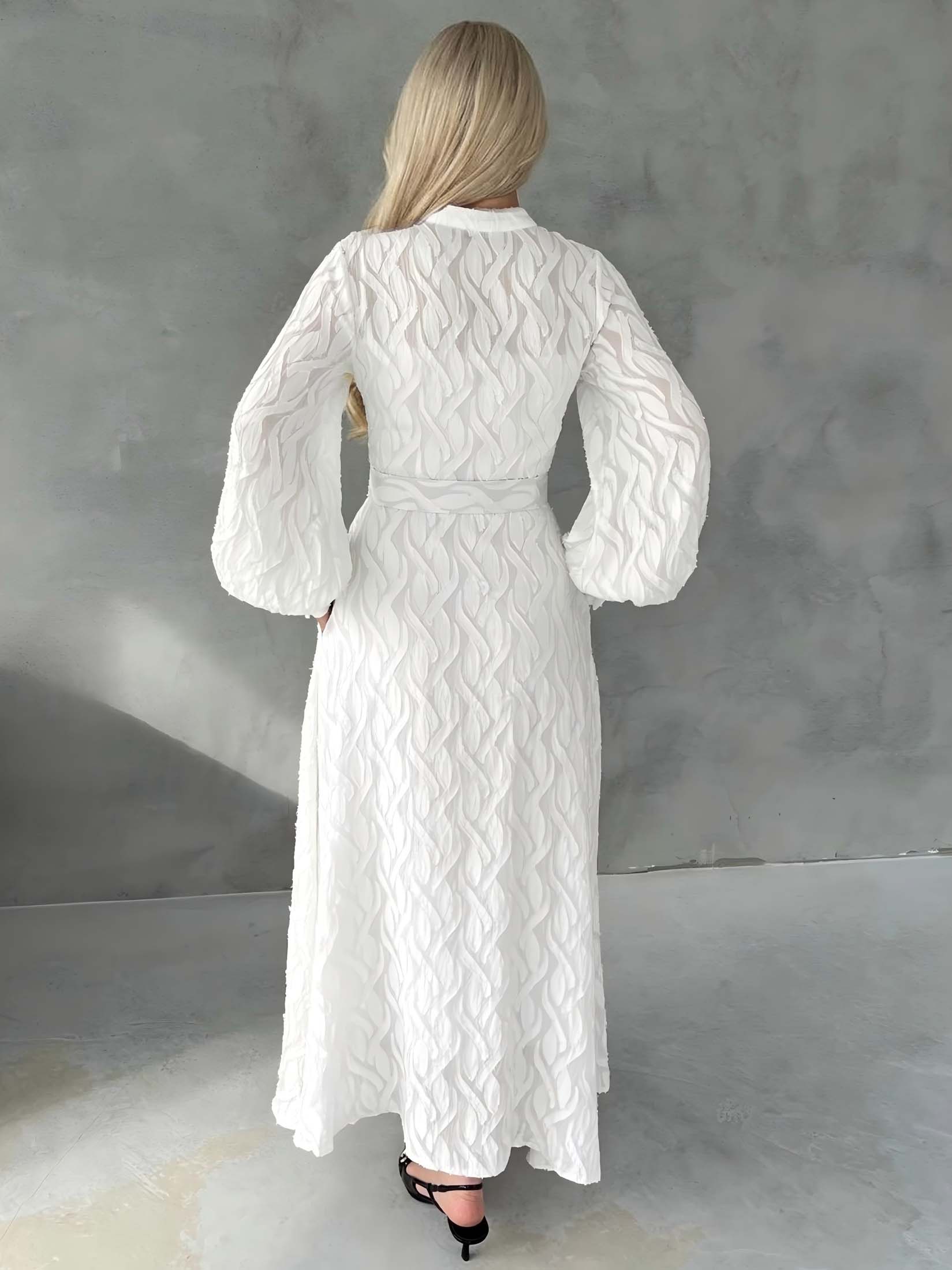 Elegant Jacquard Belt Maxi Dress