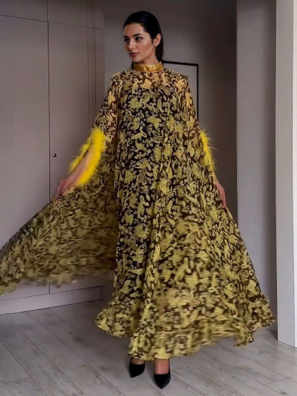 Exquisite Chiffon Printed Kaftan Maxi Drasss