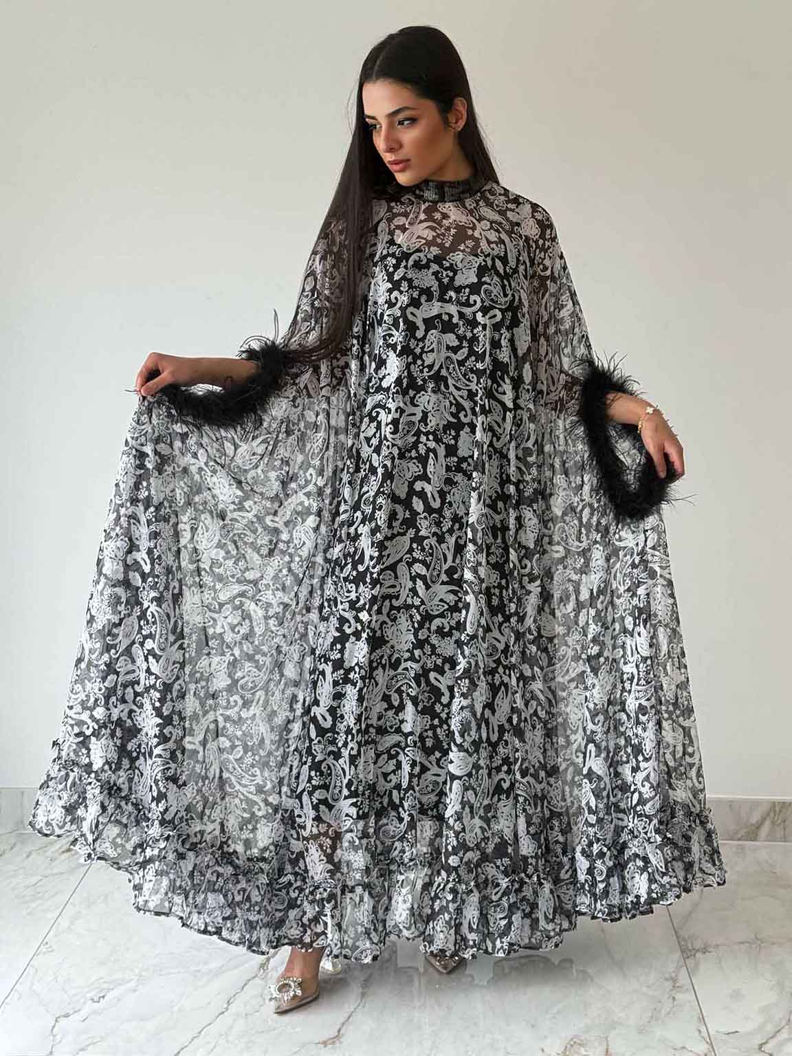 Exquisite Chiffon Printed Kaftan Maxi Drasss