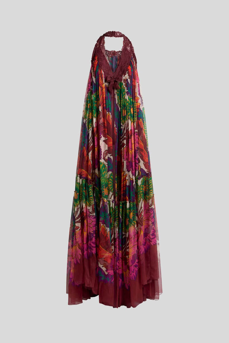 Boho Backless Ruffle Trim Dress