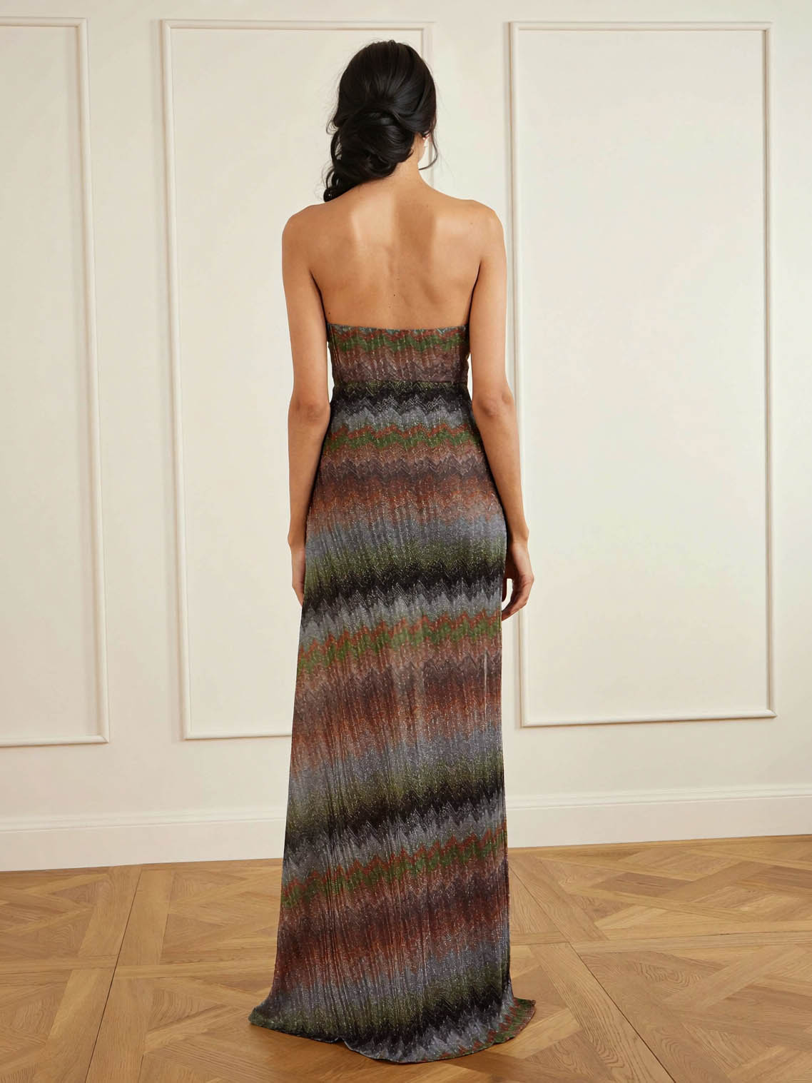 Retro Casual Halter Neck Irregular Striped Maxi Dress