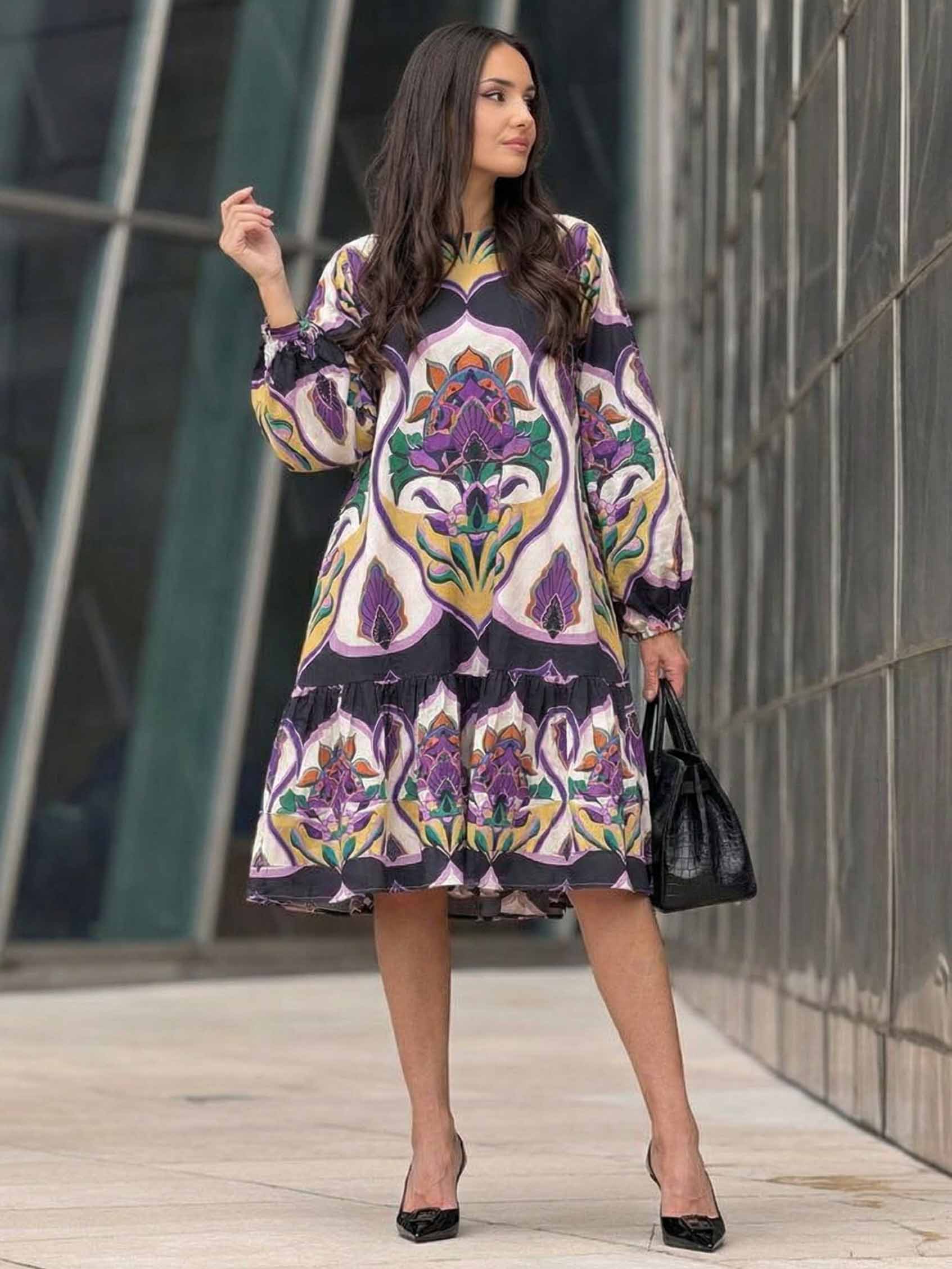 Unique Artistic Painted Print Mini Dress