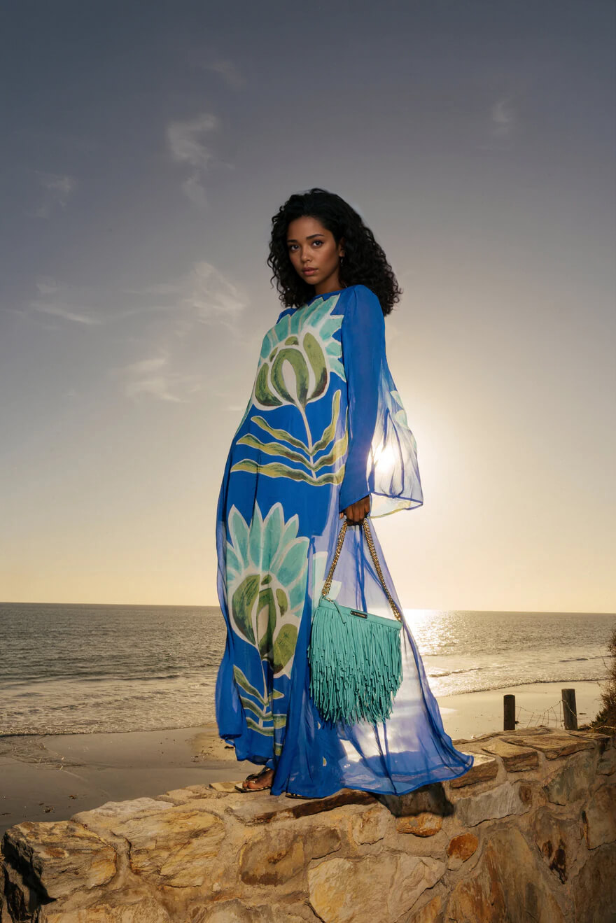 Casual Resort Style Floral Print Chiffon Maxi Dress