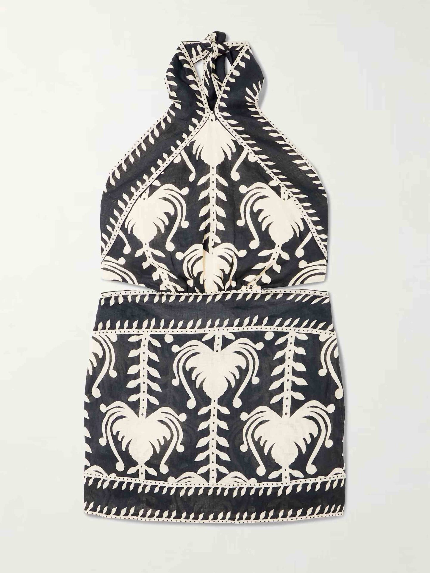 Exquisite Backless Printed Woven Mini Dress
