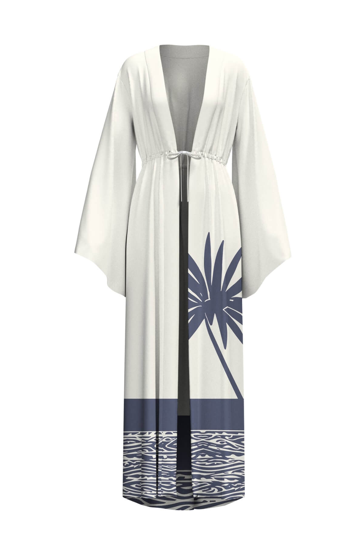 Sexy Kimono Palm Tree Print Beach Cover-Up