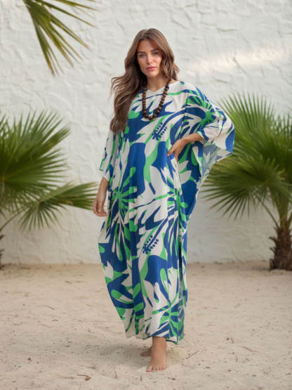 Boho Print Asymmetrical Maxi Dress