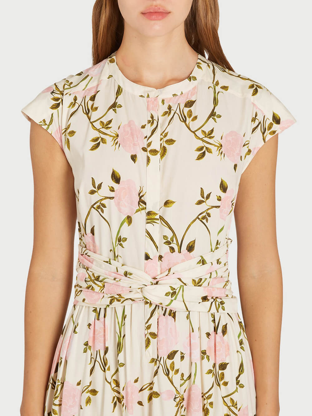 Retro Floral Elegance Ruched Bodycon Maxi Dress