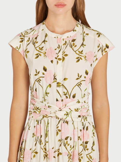 Retro Floral Elegance Ruched Bodycon Maxi Dress