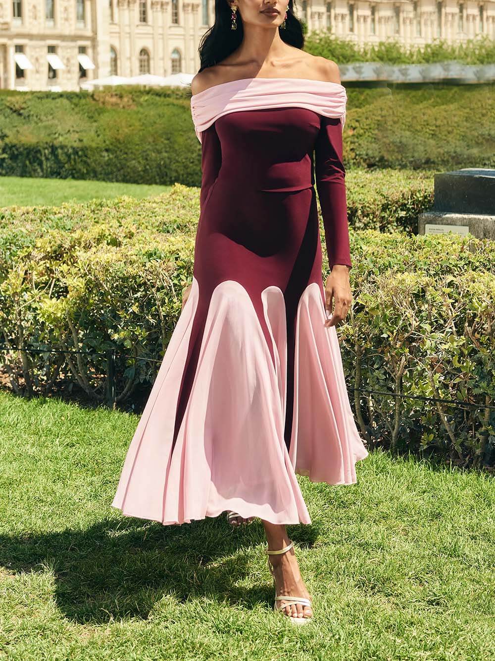 Elegant Layered Two-Tone Off-Shoulder Top